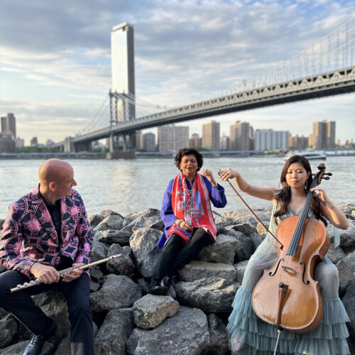 Musicians behind Grammy Nominated Triveni Wouter Kellerman, Chandrika Tandon and Eru Matsumoto